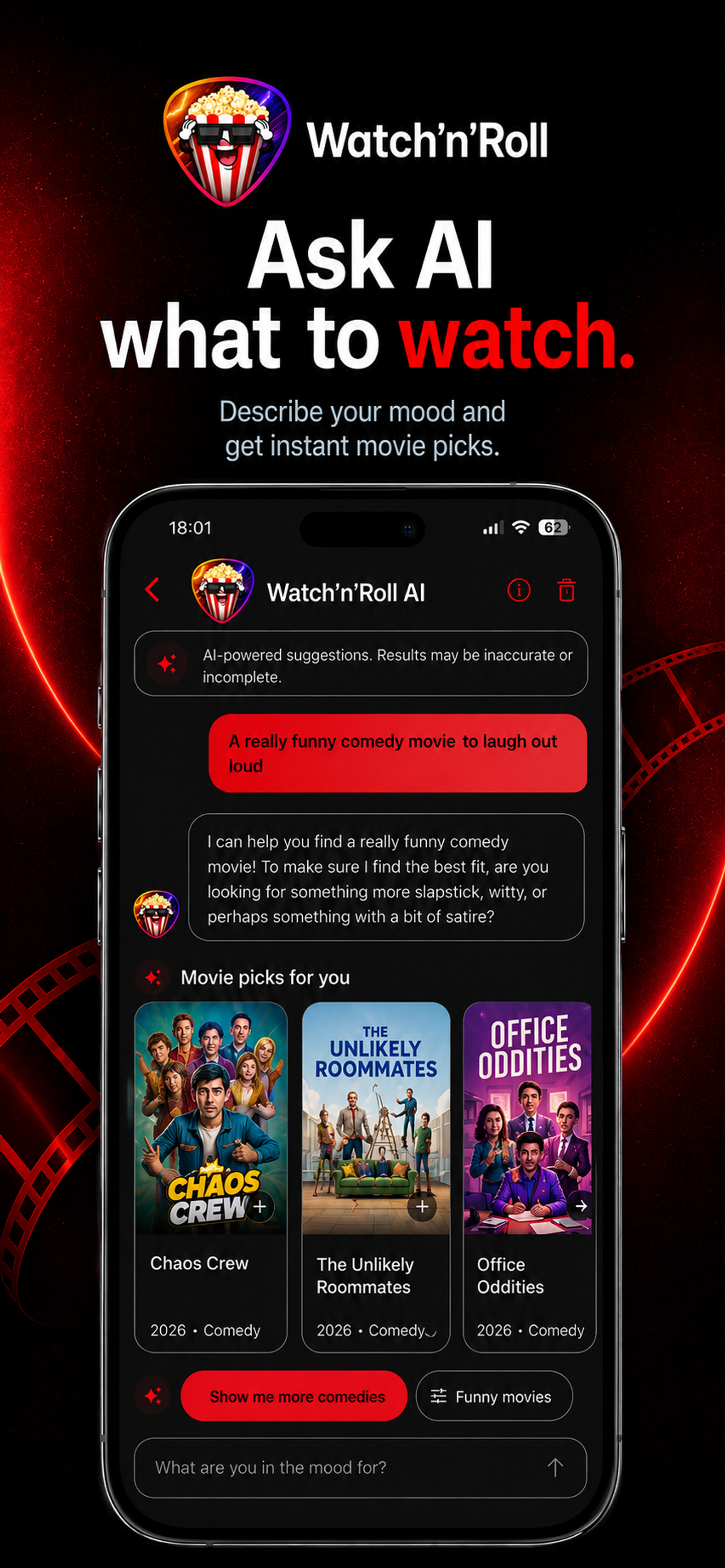 Watch'n'Roll AI movie recommendation chat